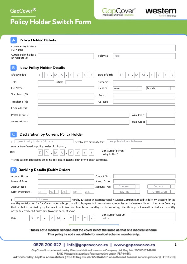 GapCover & Combined - Policy Switch Form (Retail)_2025